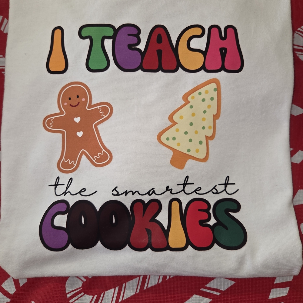 Gildan White Tee with Colorful Cookie Design